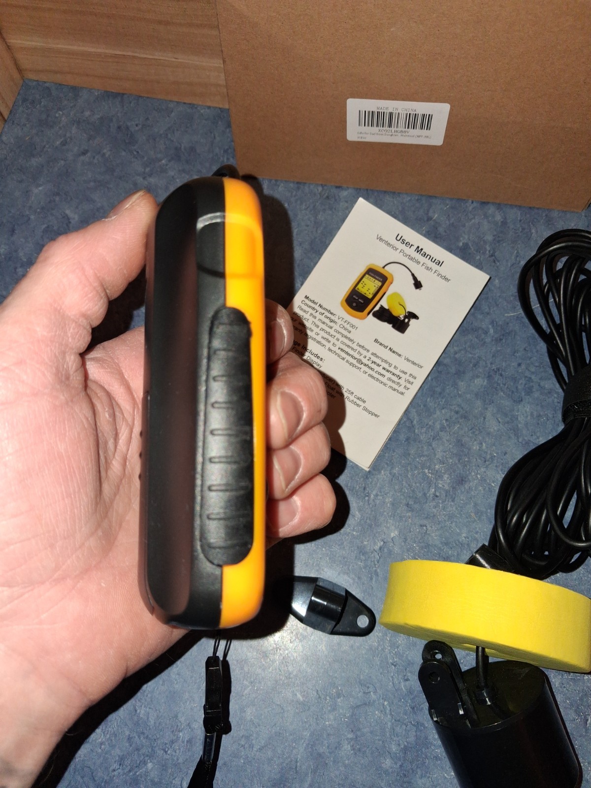 Venterior Portable Fish Finder-Handheld Sonar-LCD Display-Castable Transducer