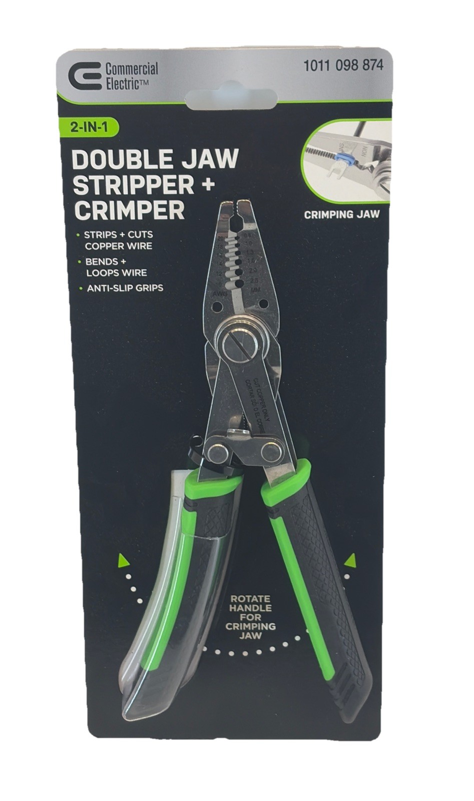 2 In 1 Double Jaw Stripper And Crimper Commercial Electric For 10-20 AWG Copper