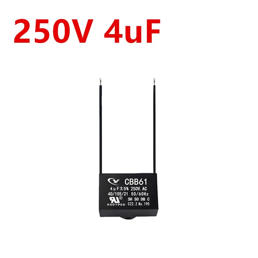 4UF 250V CBB61 AC Fan Capacitor 2-Pin for Motor & Blower Repair