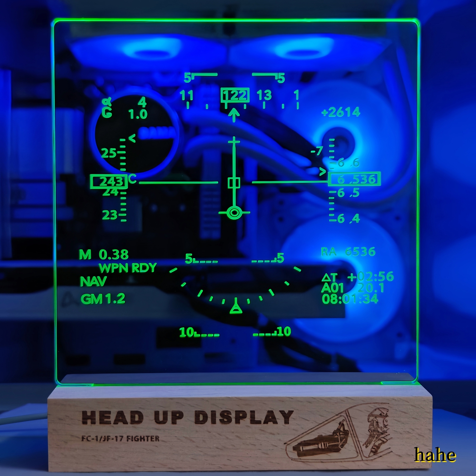 Fighter Jet HUD Diffractive Flat Display Table Lamp JF-17 Fighter Night Light