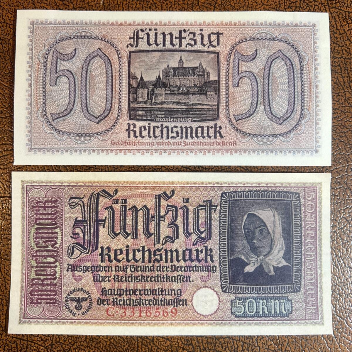 1940-1945 Germany 3rd Reich banknote 50 Reichsmark UNC - COPY!