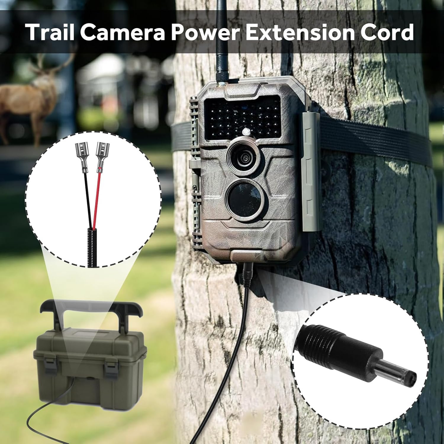 2 Pcs Chew-Resistant Trail Camera Power Cables, Compatible with Stealth Cam, Spy