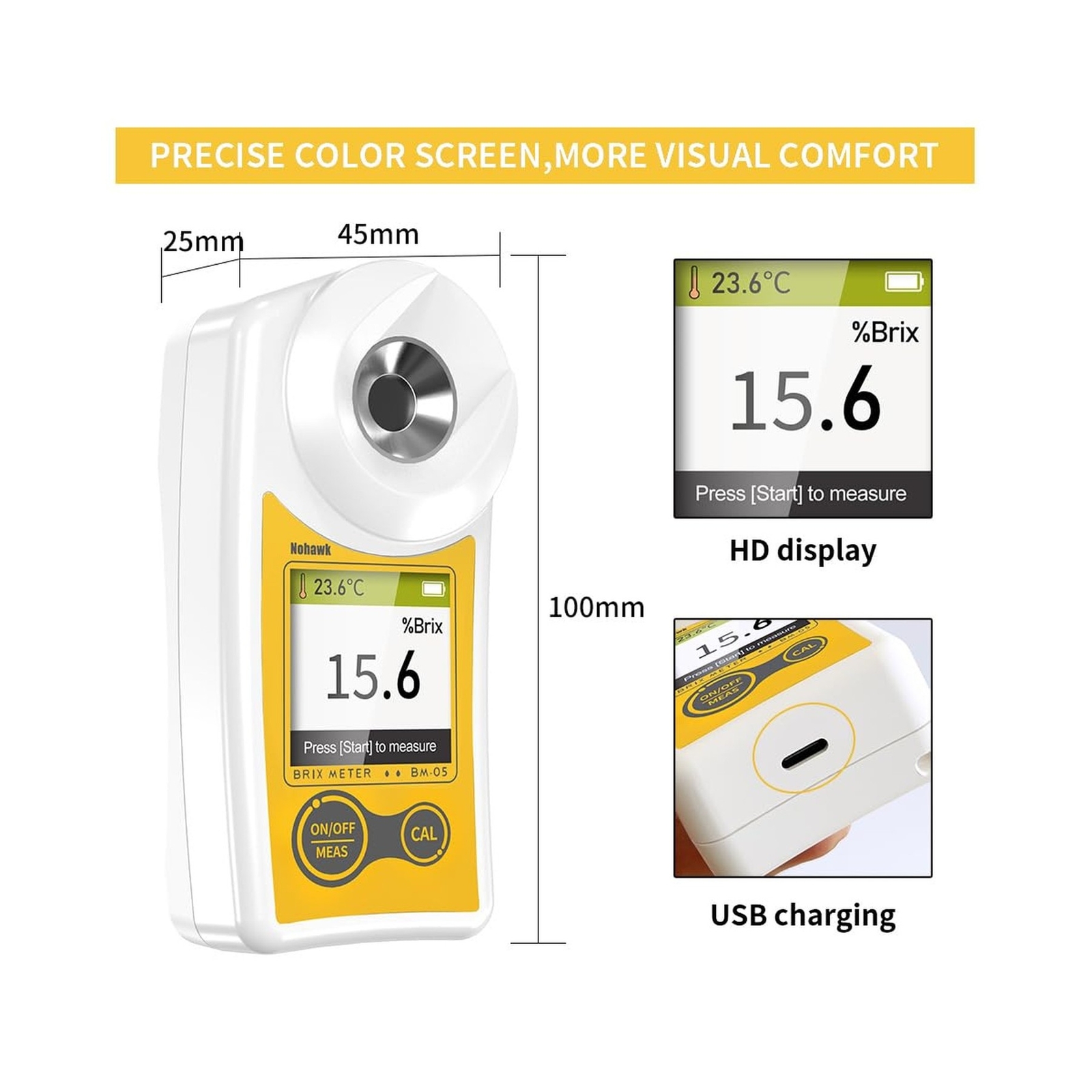 Digital Brix Refractometer Flagfront brix Meter Refractometer USB C Charging ...