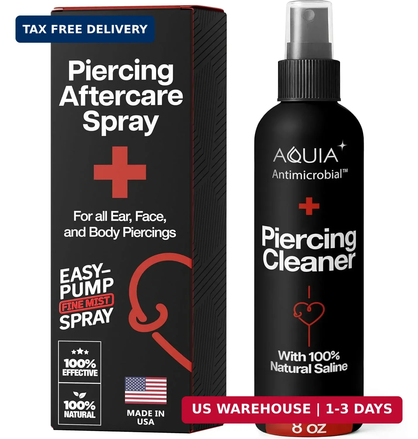 Piercing Aftercare Spray | Ear Piercing Cleaner 8oz | Saline Spray for Piercings