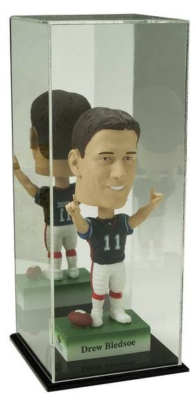 (5) BOBBLE HEAD DOLL BLACK BASE MIRROR BACK DISPLAY CASE STORAGE HOLDERS
