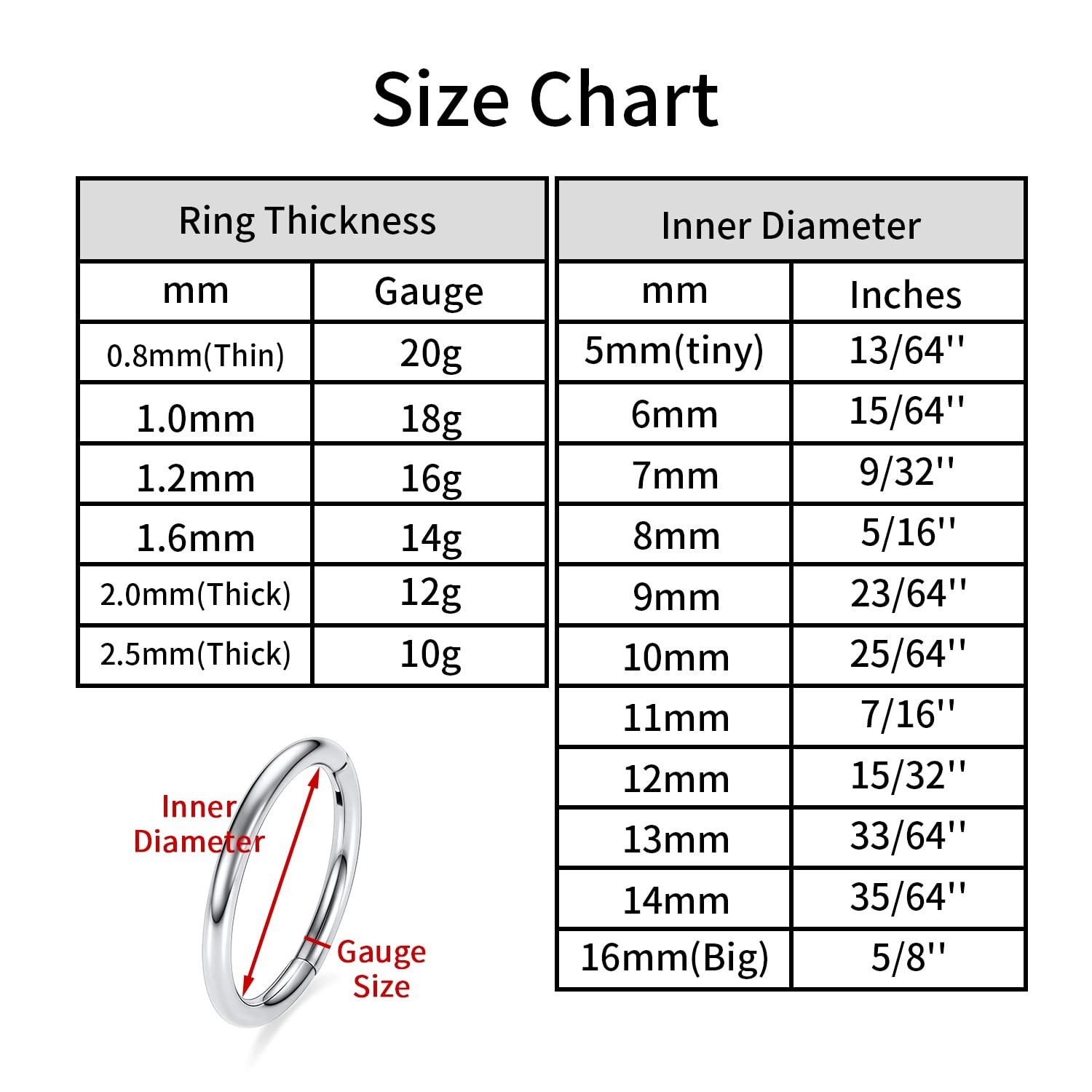AROWRO Helix Rook Earrings Double Open Stack Sleeper Earring 316L Surgical St...