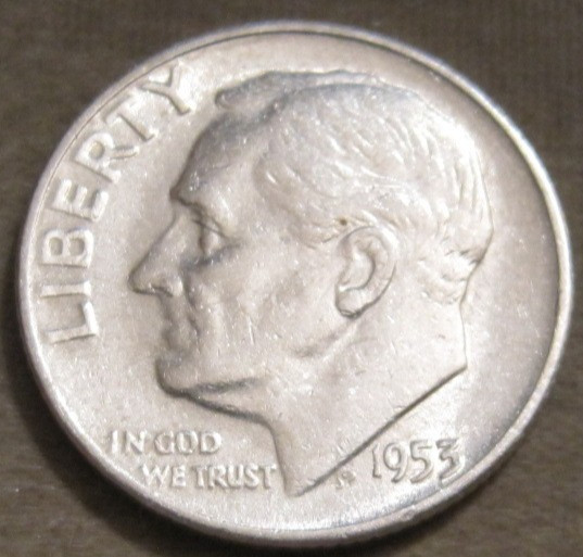 SELLING AS SHOWN~1953 P ROOSEVELT DIME~PLEASE VIEW ALL PHOTOS FOR CONDITION~557