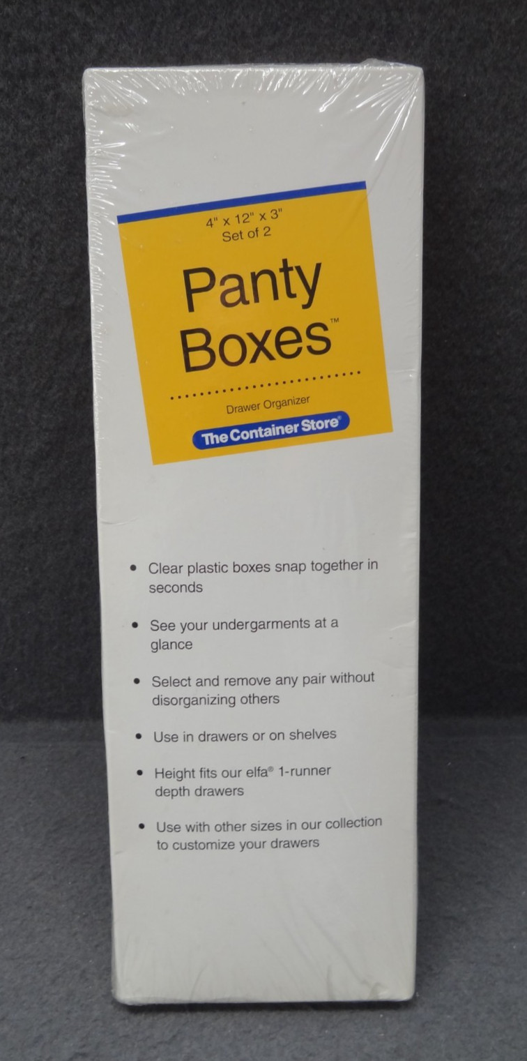 NEW The Container Store Set of 2 Panty Boxes Drawer Organizer 4x12x3 1999 USA