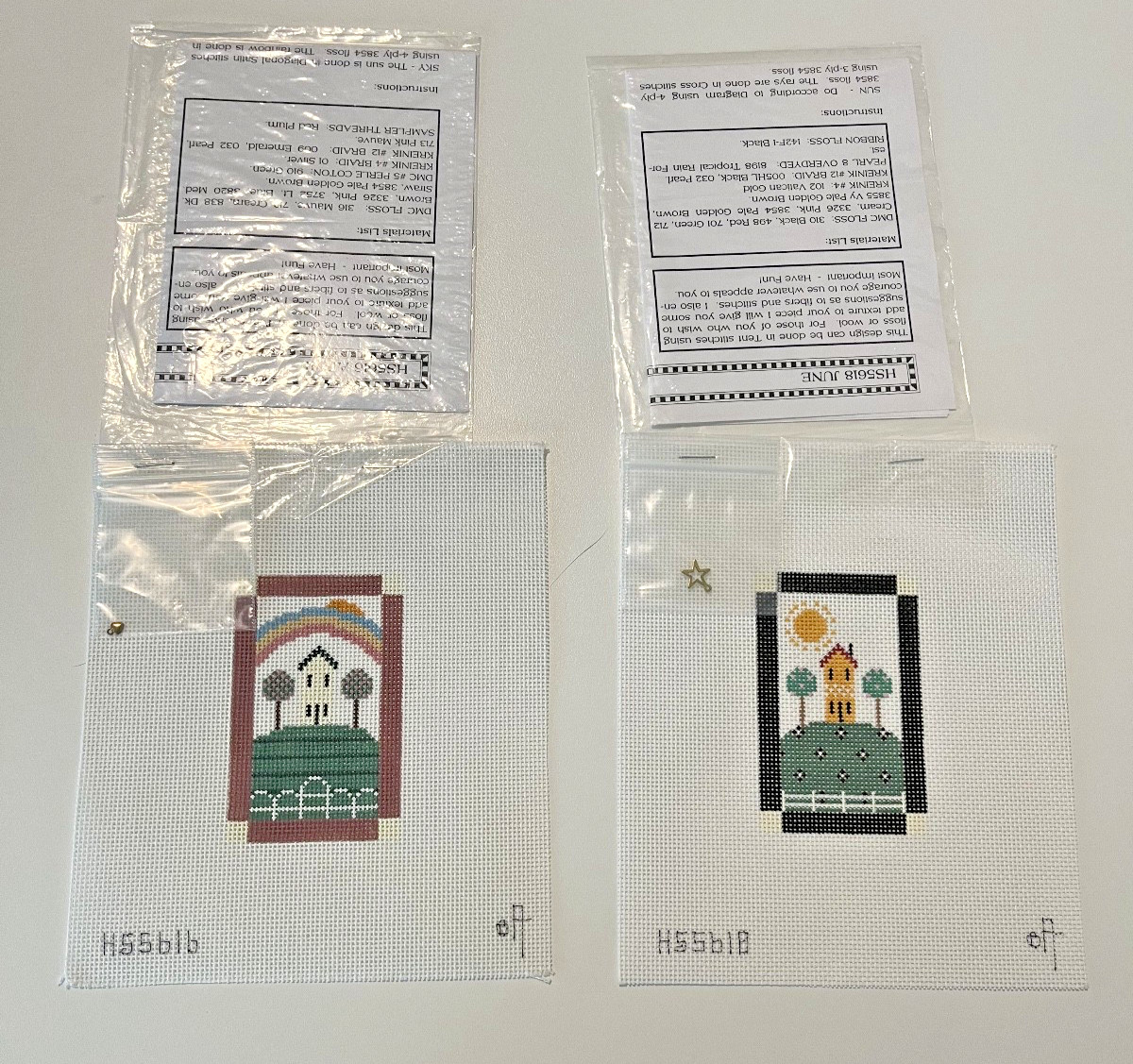 Pat Thode House on Hill New Needlepoint Canvas and Charms