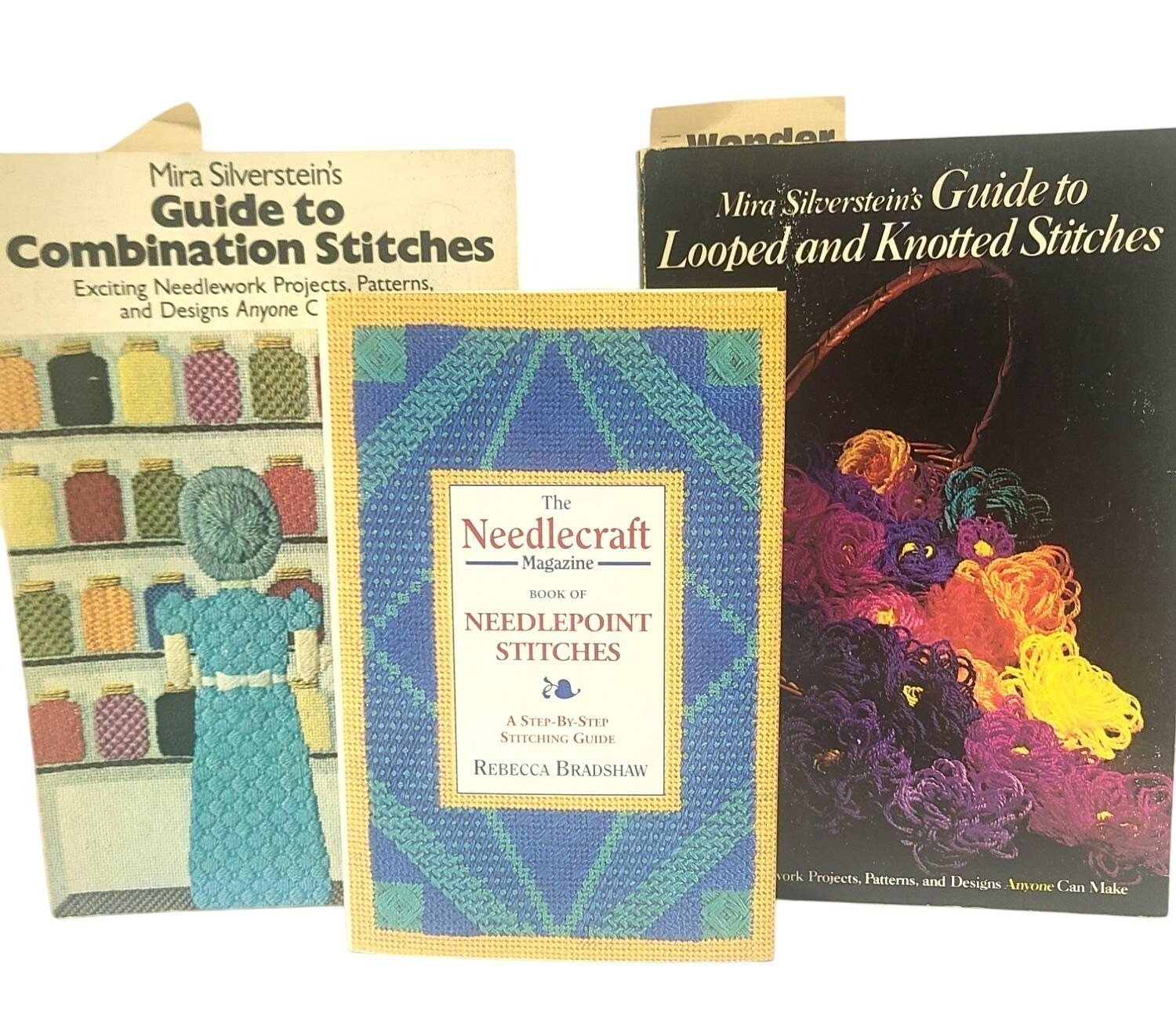 Lot Of 3 Needlecraft How-To Books: Combination Stitches Needlepoint Stitches Loo
