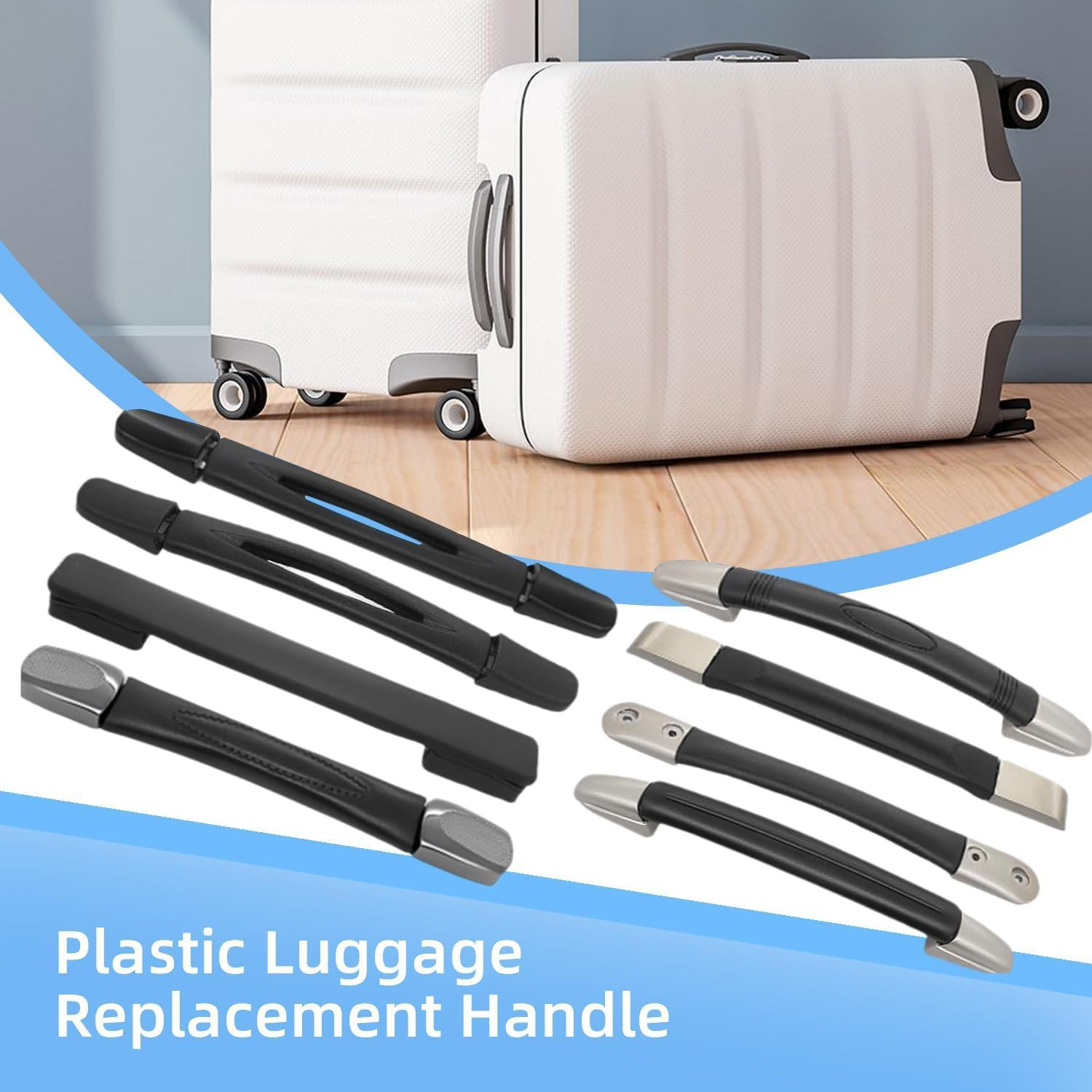 2Pcs Luggage Handle 9.06" X 0.98" (L X W) Plastic Pull Handle Grip Replacement 2