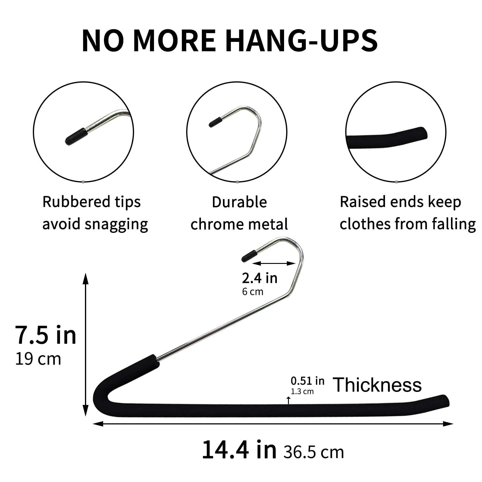 Pants Hangers Open Ended 10 Pack Heavy Duty Metal Clothes Hangers for Jeans, ...