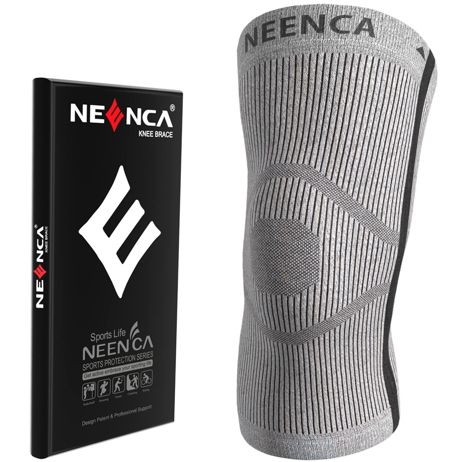 NEENCA Knee Sleeve  Knee Braces for Knee Pain Joint Pain Relief Swelling Gray M
