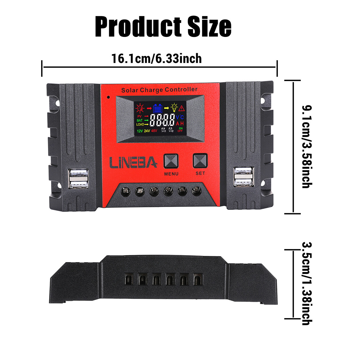 30A 12V/24V AUTO PWM Solar Charge Controller Solar Panel RV Battery PV Regulator