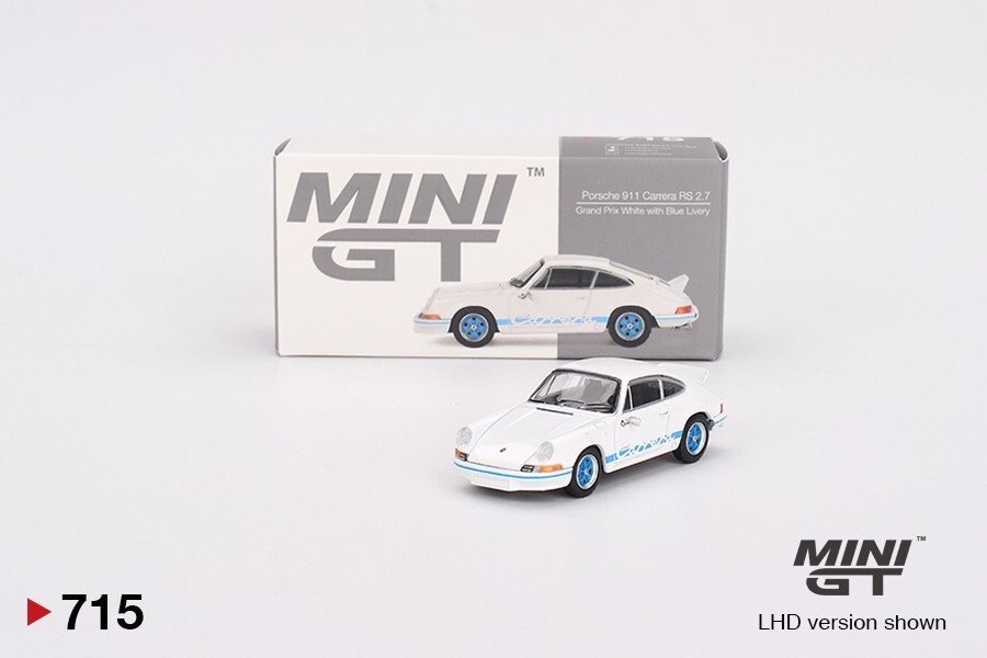 2025 Mini-GT Overseas Edition: White PORSCHE 911 CARRERA RS 2.7 Item #MGT00715-L