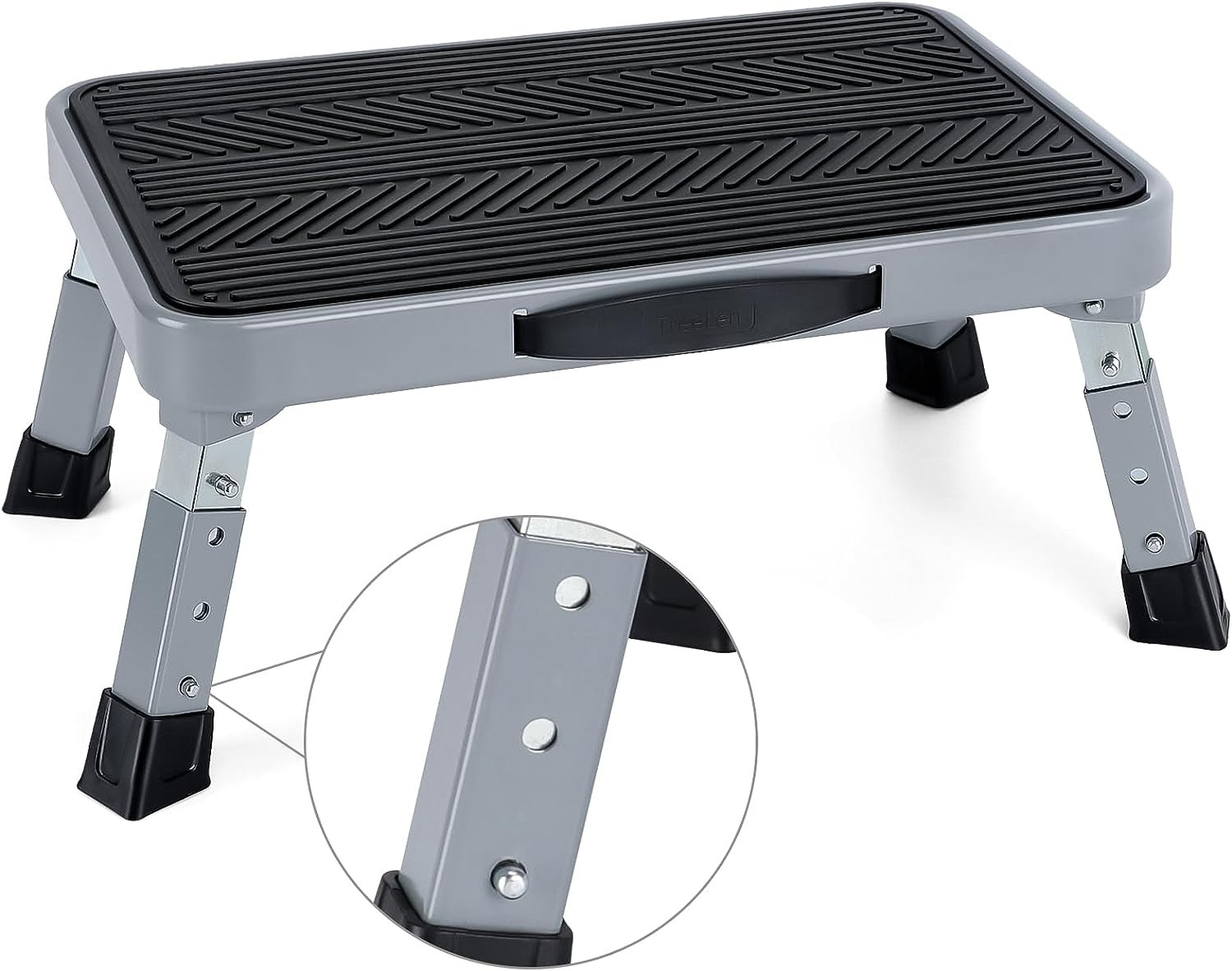Height-Adjustable 7"- 9" Folding Step Stool with Non-Slip Platform 10" X 15" - P