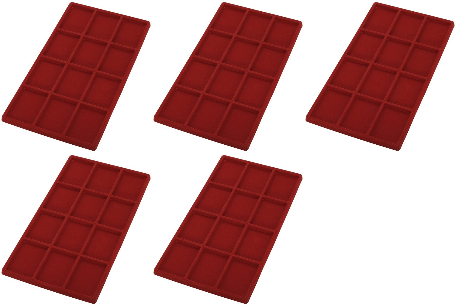 5 Red 12 Compartment Display Tray Inserts
