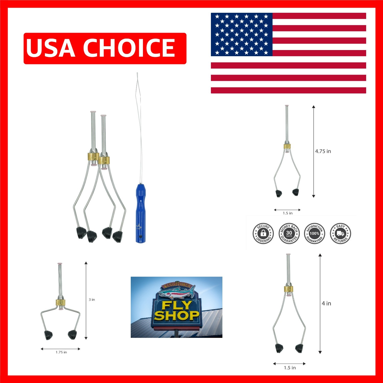 Lightweight 2 Bobbin Fly Tying Tools with Threader - Perfect for Travelers