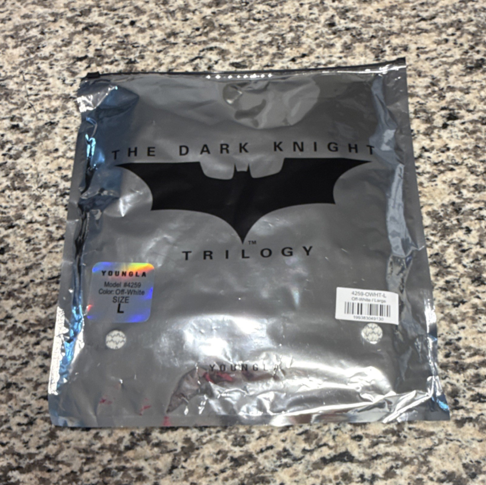 YoungLA Dark Knight Trilogy Batman Compression Base Layer Top Off-White L