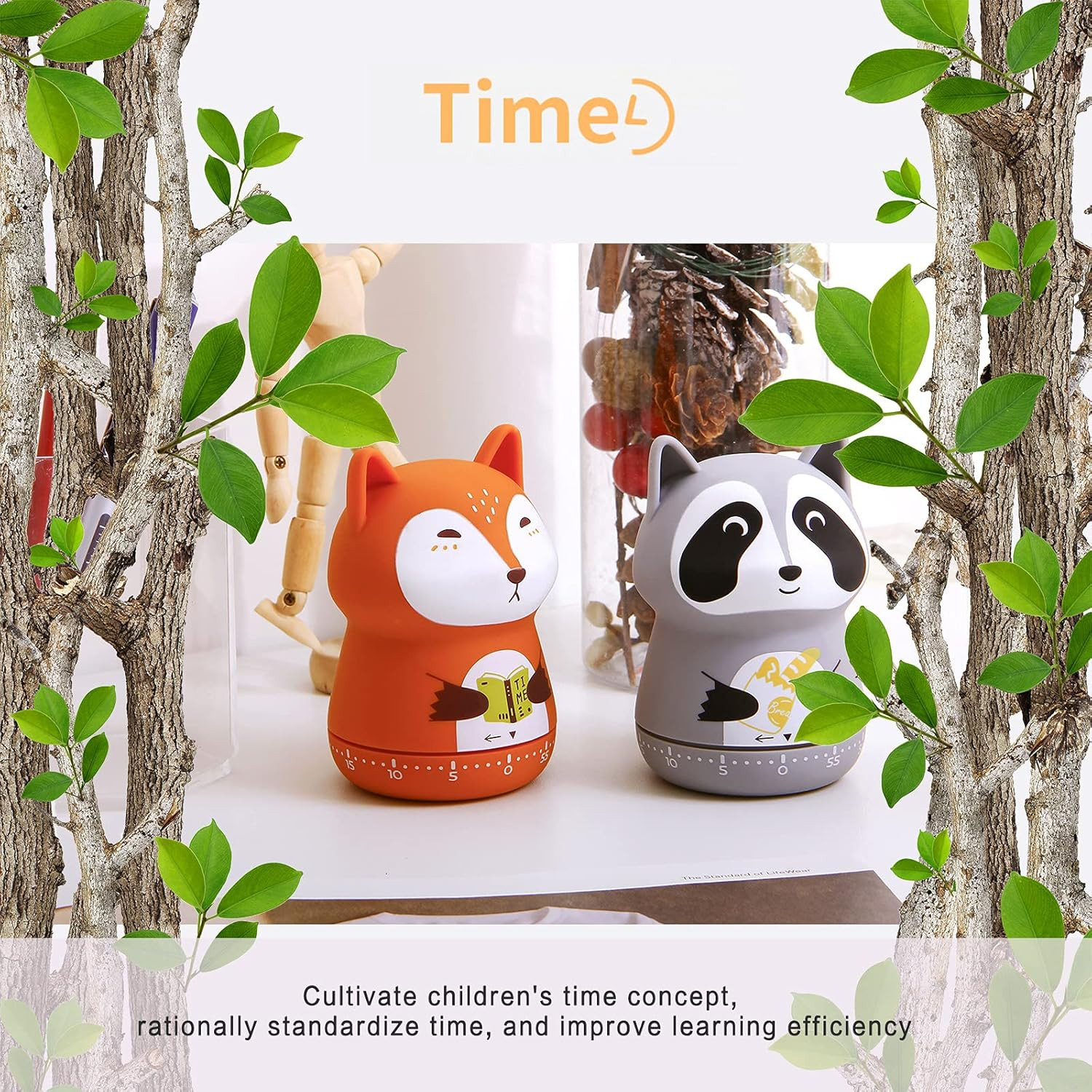 2 Pack Cute Kitchen Timer,100% Mechanical Timer for Kids,60 Minute Egg Timer for