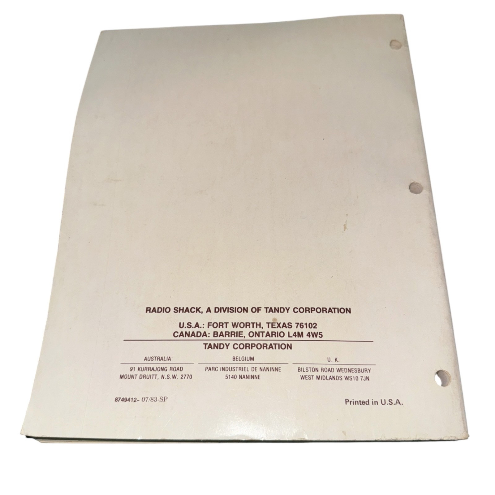 TRS-80 Model 3 III/4 Operation & BASIC Language Reference Tandy Manual - 1982/83