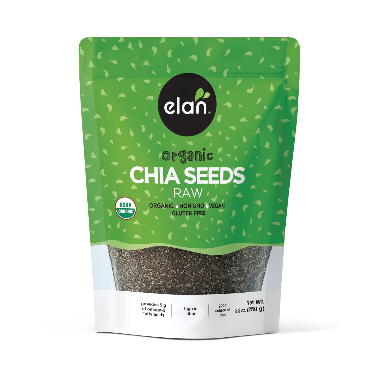 Elan Organic Chia Seeds, 8.8 oz, Natural Raw Black Ounce