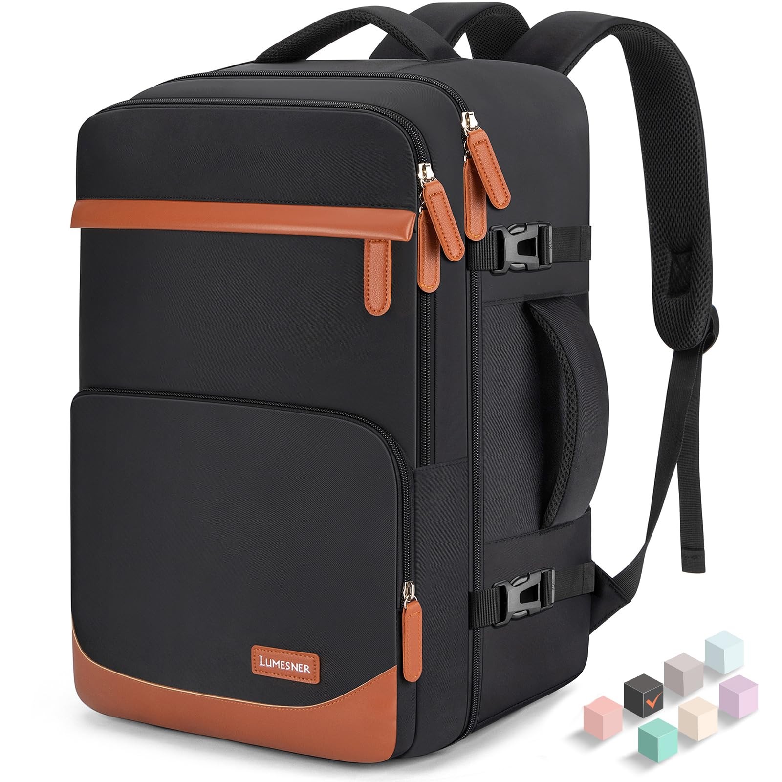 Velaybor 40L Travel Backpack, Water-Resistant Carry On Backpack Large, Black