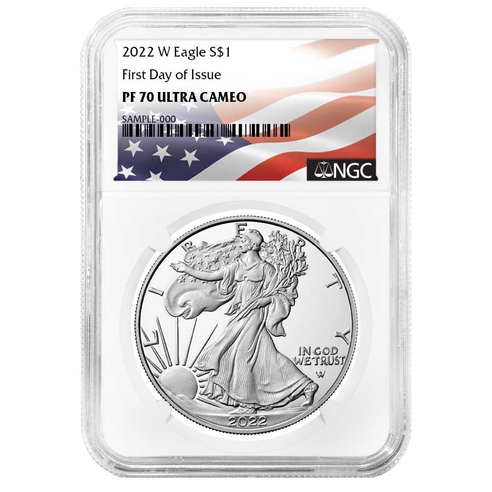 2022-W Proof $1 American Silver Eagle NGC PF70UC FDI Flag Label