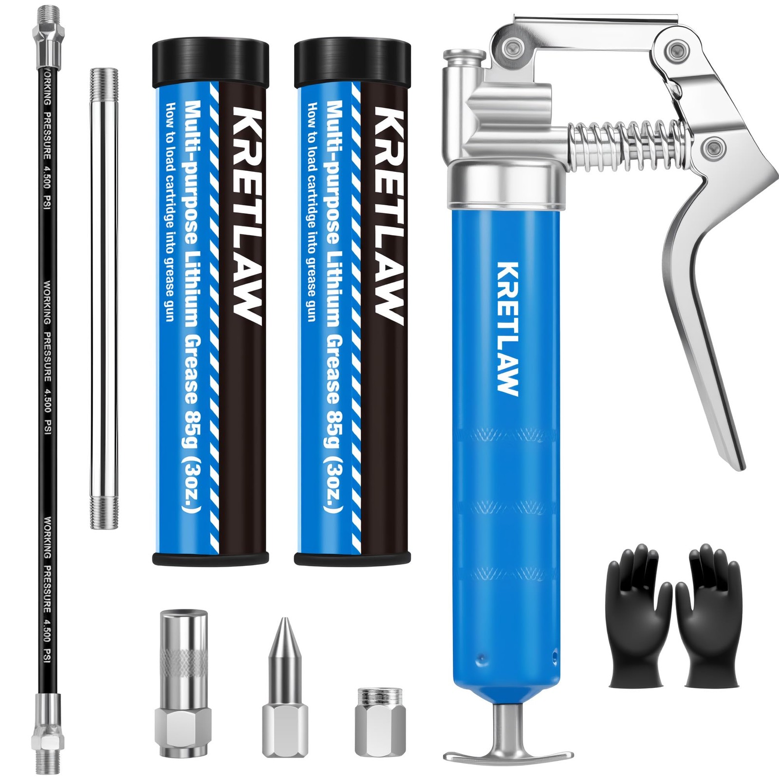 Mini Grease Gun (3000PSI) with Double 3oz Cartridge Grease and 12'' Flex Hose...