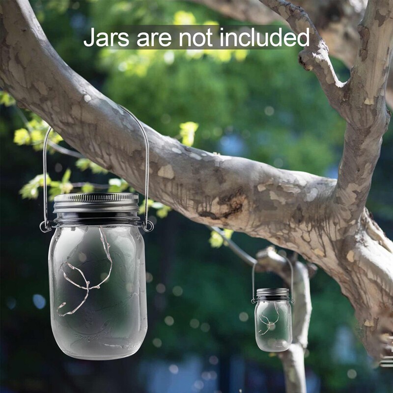 6 Pack Solar Mason Jar Lid Insert 20 LED Mason Jar String Lights for Glass Mason