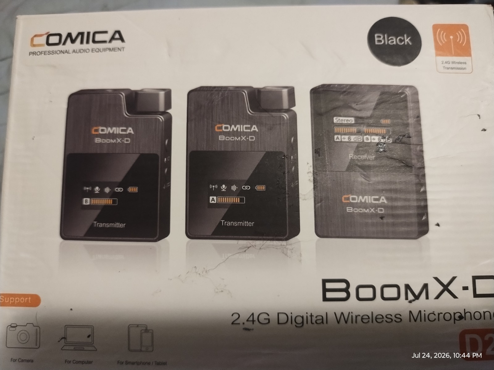 Comica Boom X-D2 (2TX+RX) 2.4G Digital Wireless Microphone - Black New Open Box