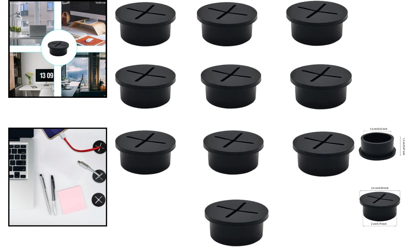 Durable 3/4 Inch Flexible Rubber Grommets - 10 Pieces for Easy Wire Management