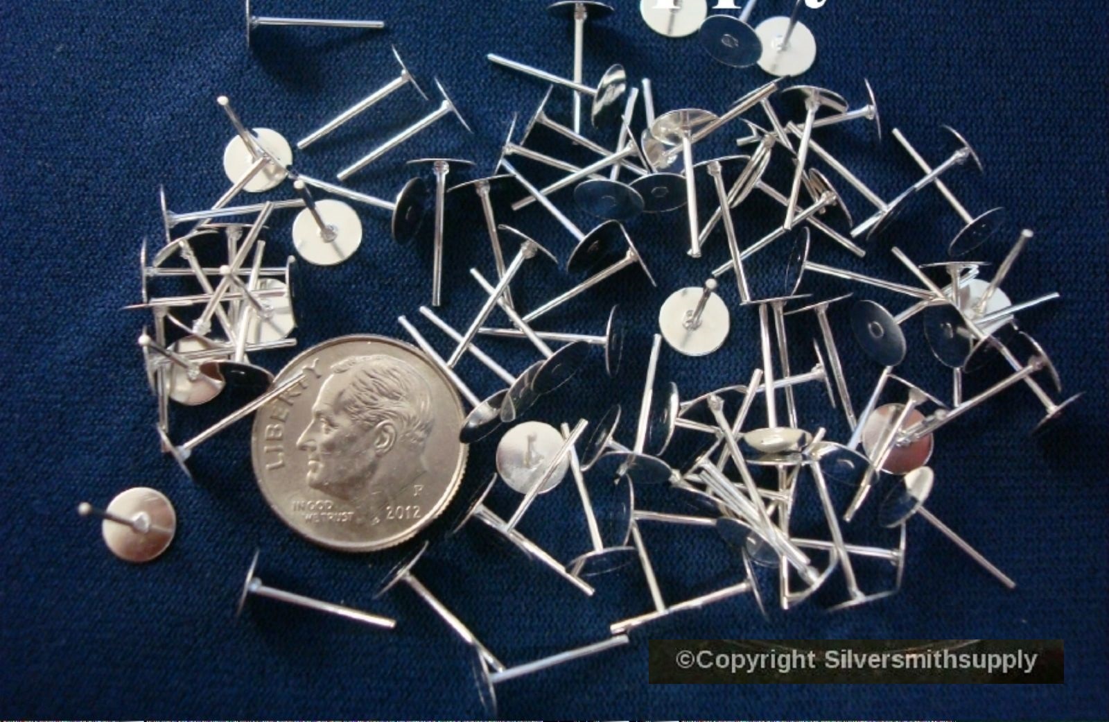 100 6mm silver plt pad post stud pierced earring findings glue or solder FPE029