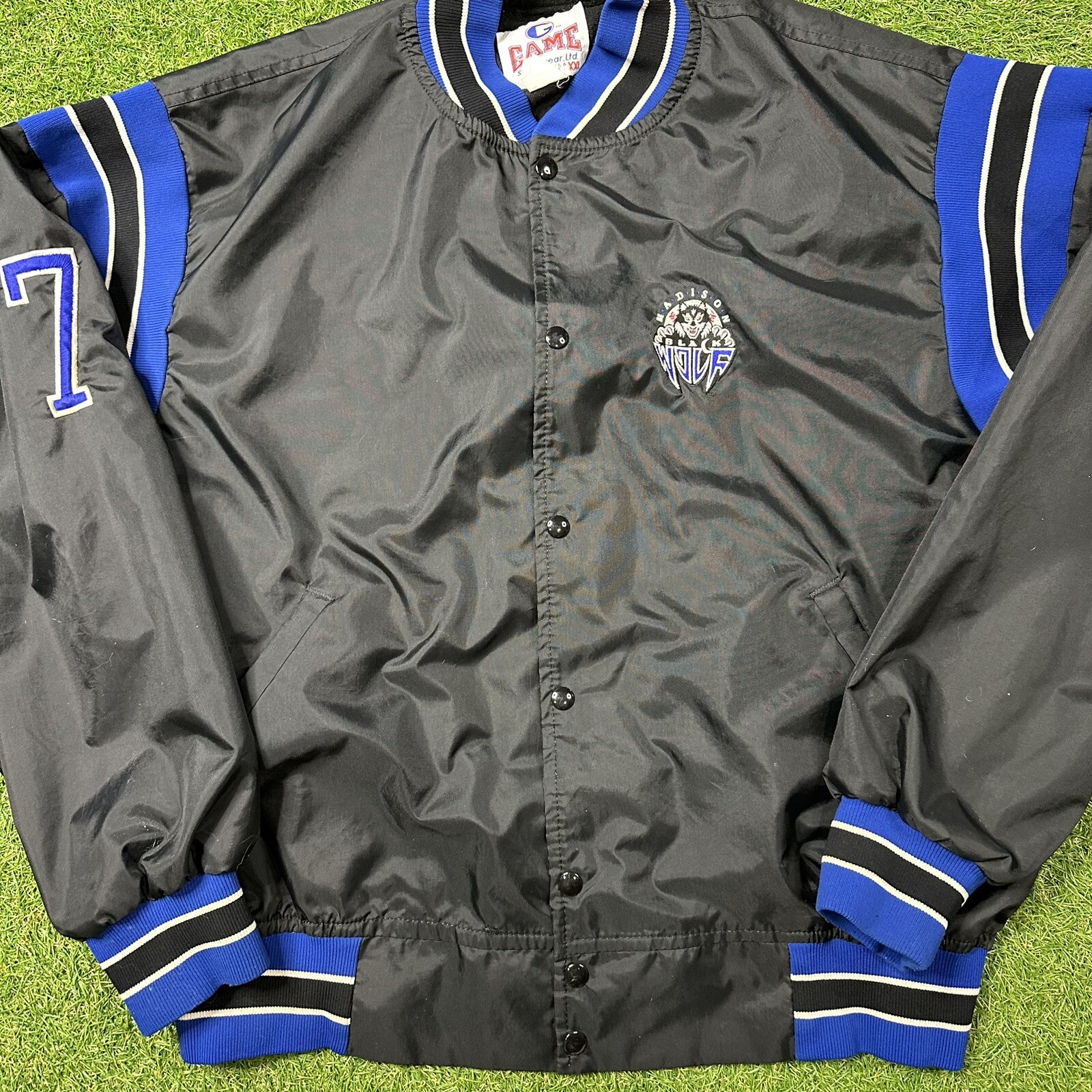 Northern League Madison Black Wolf Player Issued #7 Button Throwing Jacket 2XL