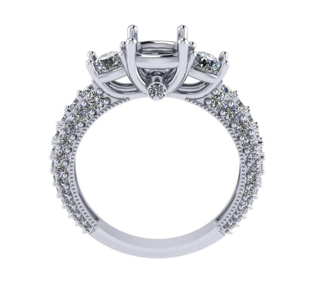 1.85 ct Round Cut Diamond Semi Mount Engagement Ring
