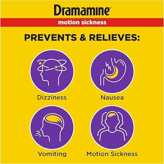Dramamine All Day Less Drowsy – Tabletas Contra Mareo, 24-Hour Formula (8 Count)
