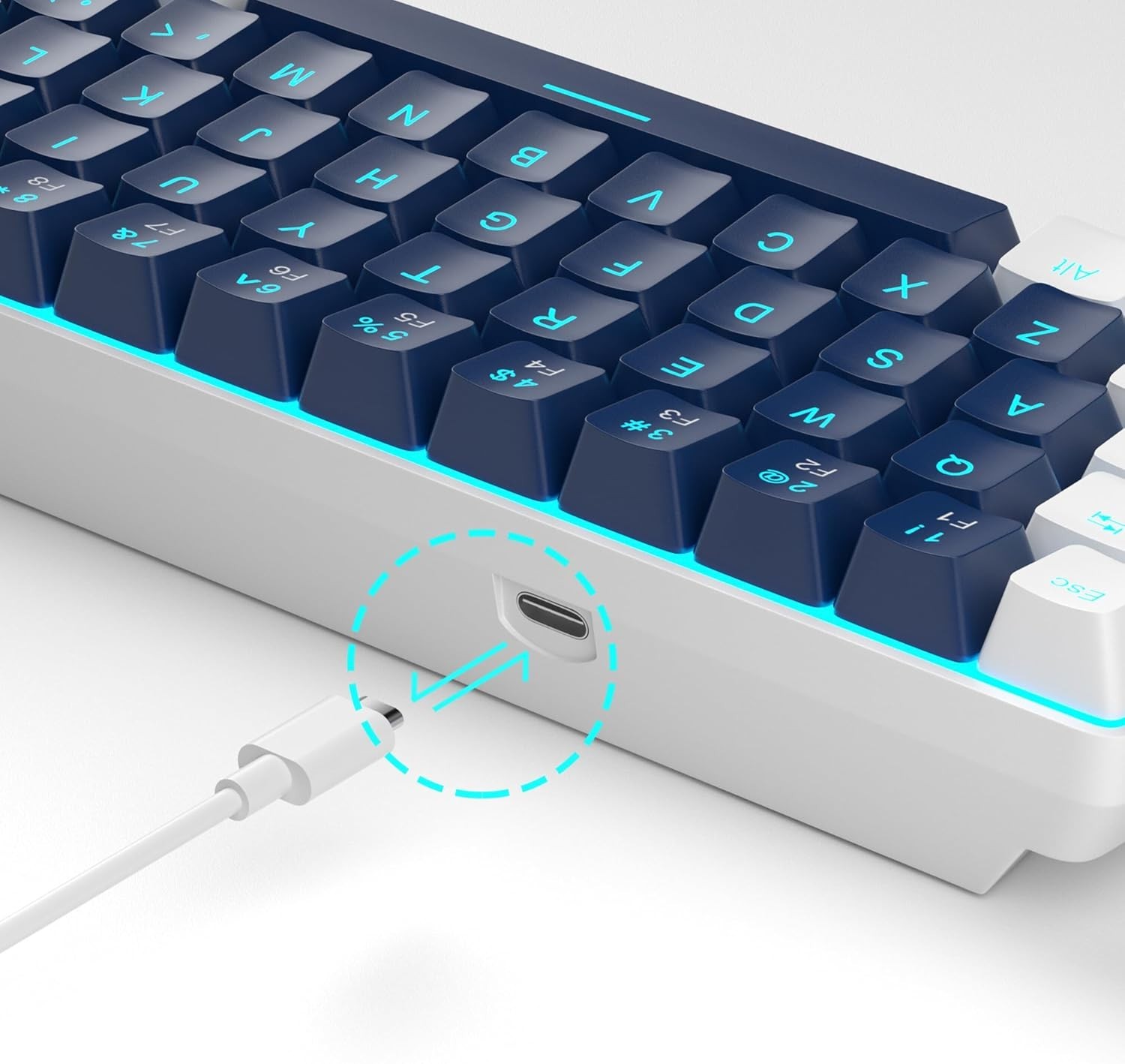 68 Keys Ergonomic Mechanical Keyboard with Blue Switch - Ideal for Gaming
