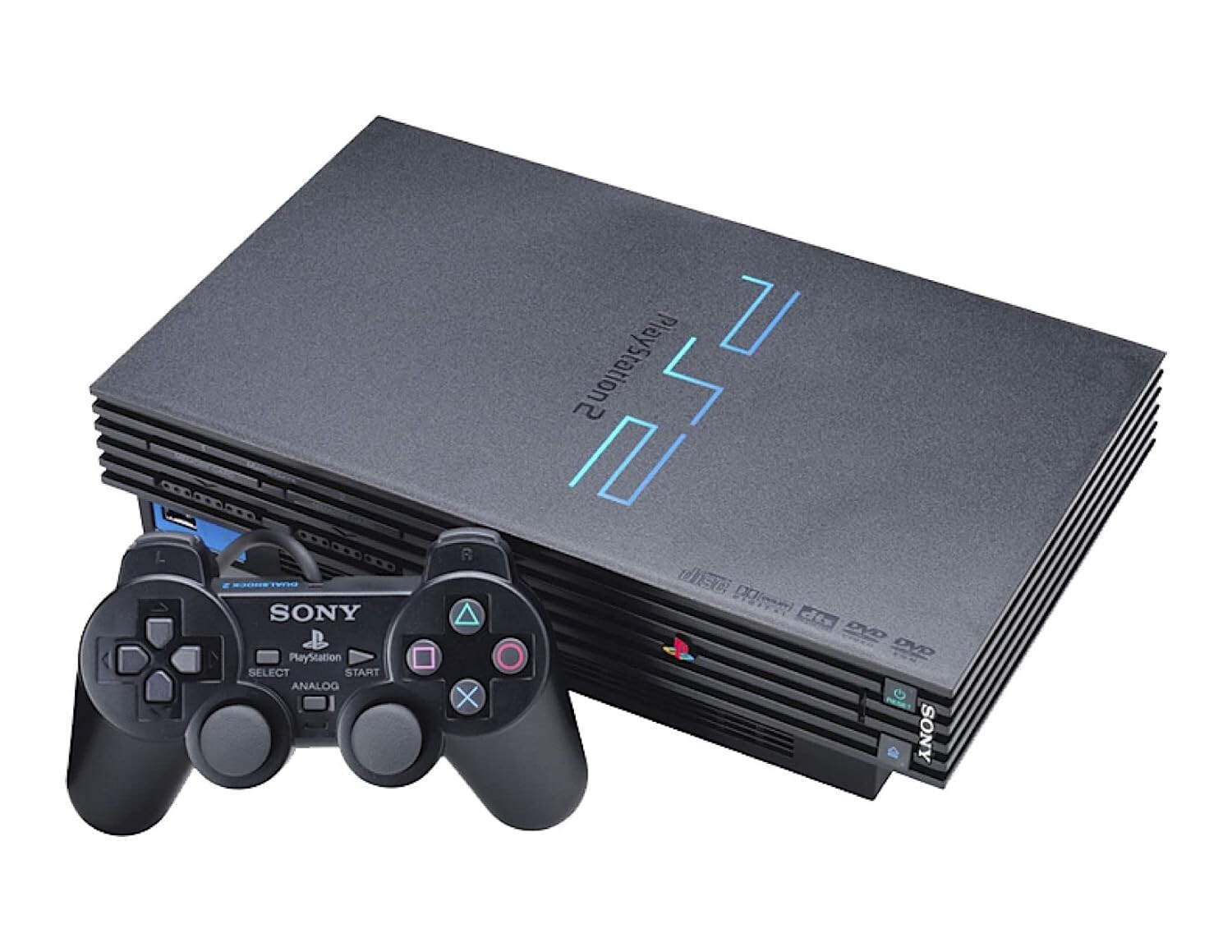 Playstation 2 PS2 Fat Black Game Console Bundle with 1 OEM Controller