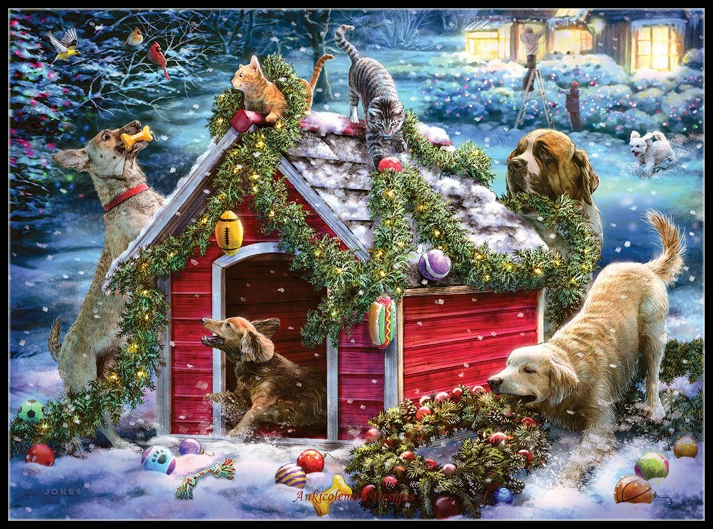 Helping with the Decorations - Chart Counted Cross Stitch Pattern Needlework
