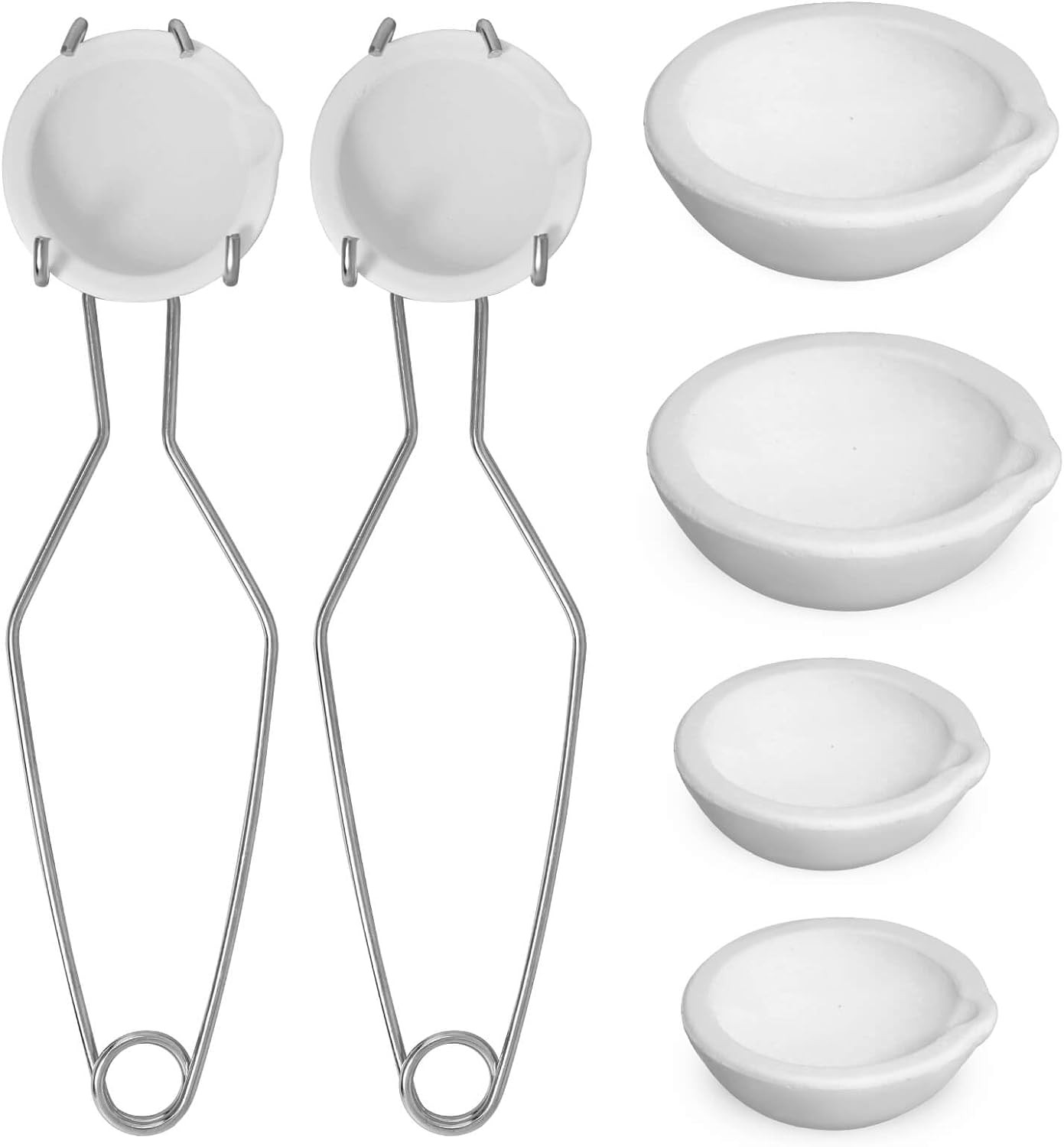 Novellaire-8 Pcs Crucibles for Melting Metal Kit, 4 Ceramic Quartz Crucibles and