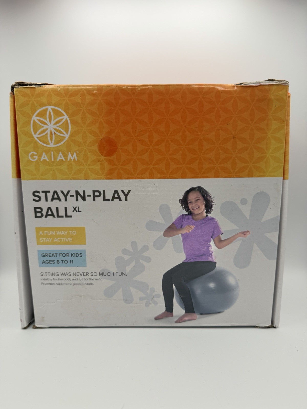 Gaiam Stay-N-Play Ball XL Kids Yoga Stability Ball w/ Pump Gray Ages 8-11