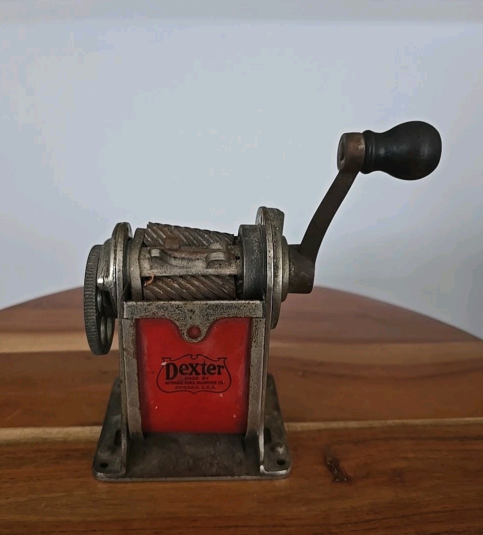 Antique Dexter Pencil Sharpener Model #1 Wood Handle Patent Dates 1900-1921