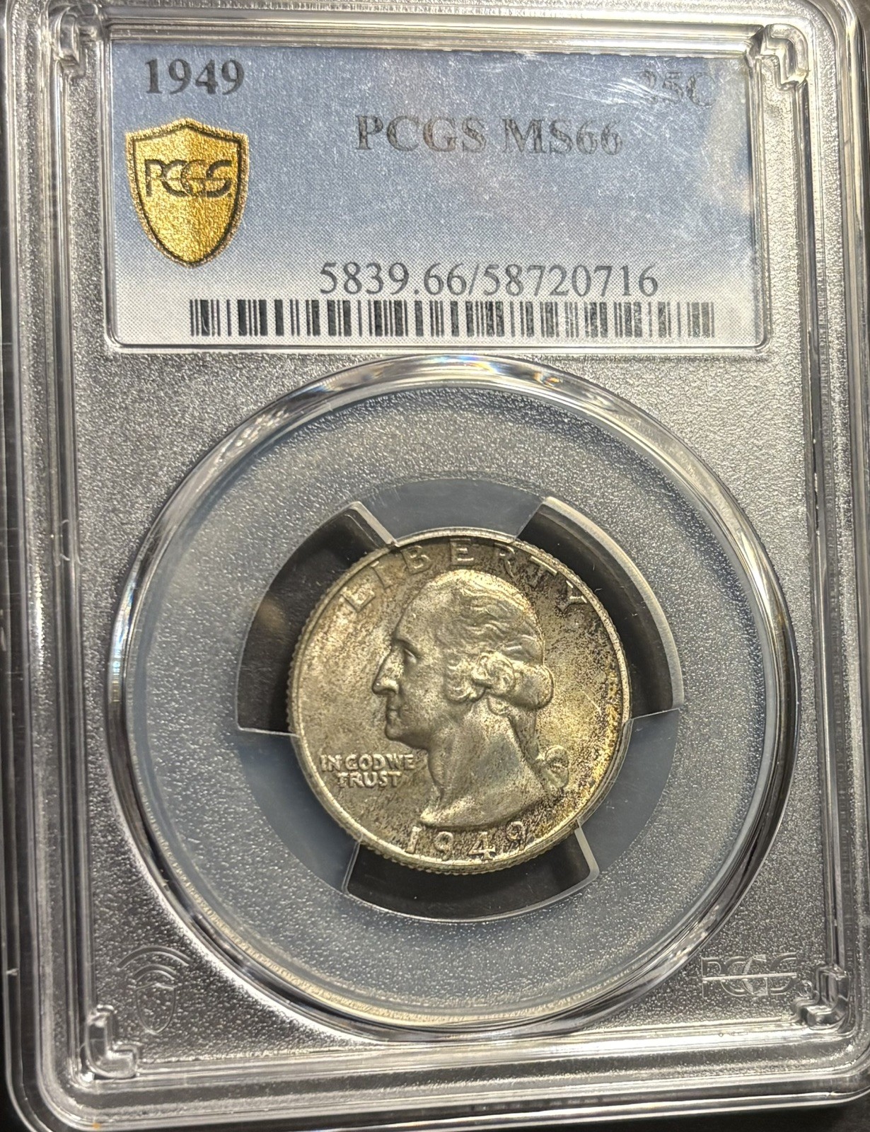 1949 Washington quarter MS66 PCGS, Nicely Toned