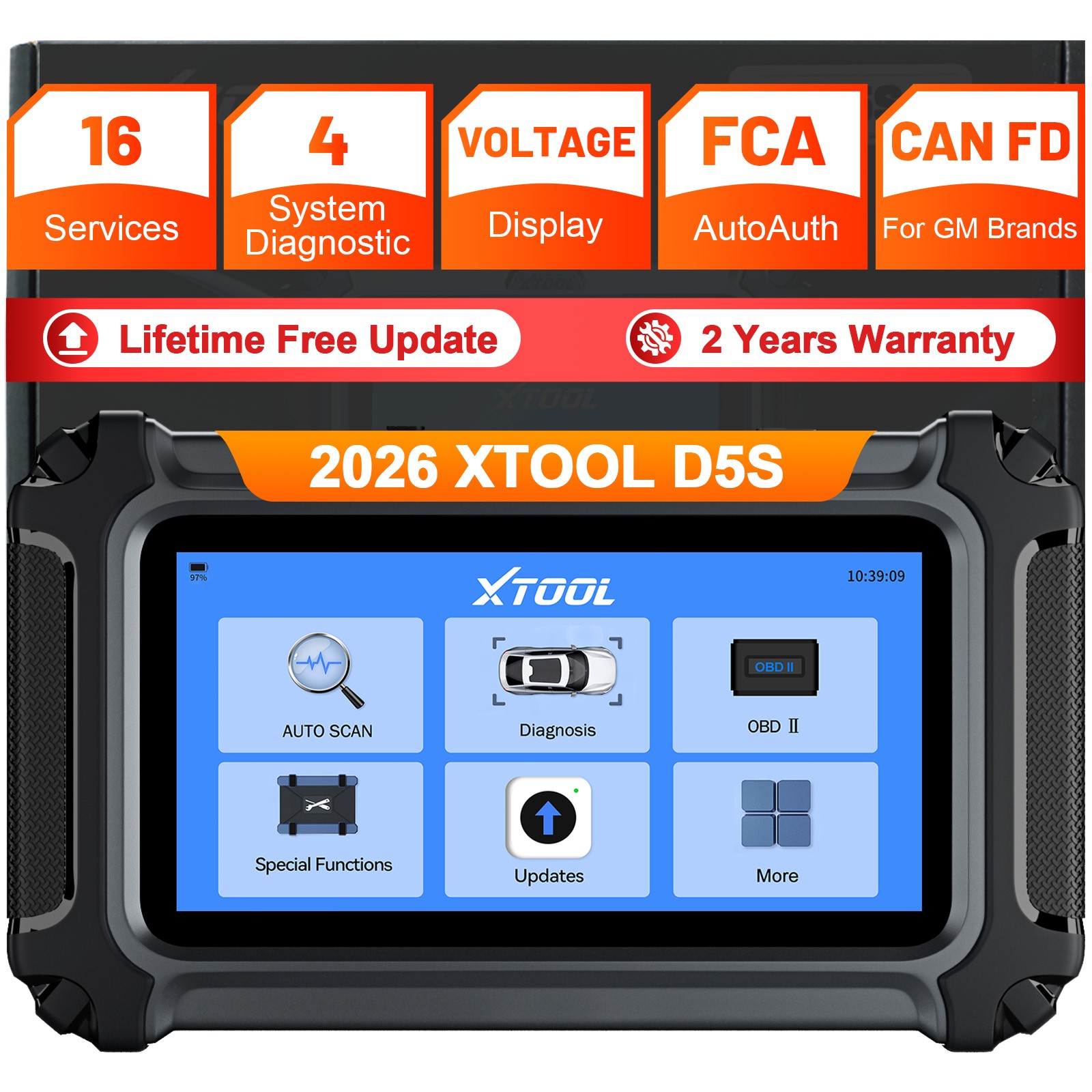 ➡️XTOOL OBD2 Scanner D5S Engine ABS SRS Transmission Diagnostic Tool 16 Resets