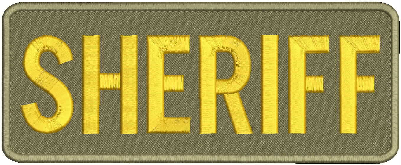Sheriff embroidery patches 4x11 hook on back Gold On Coyote Tan