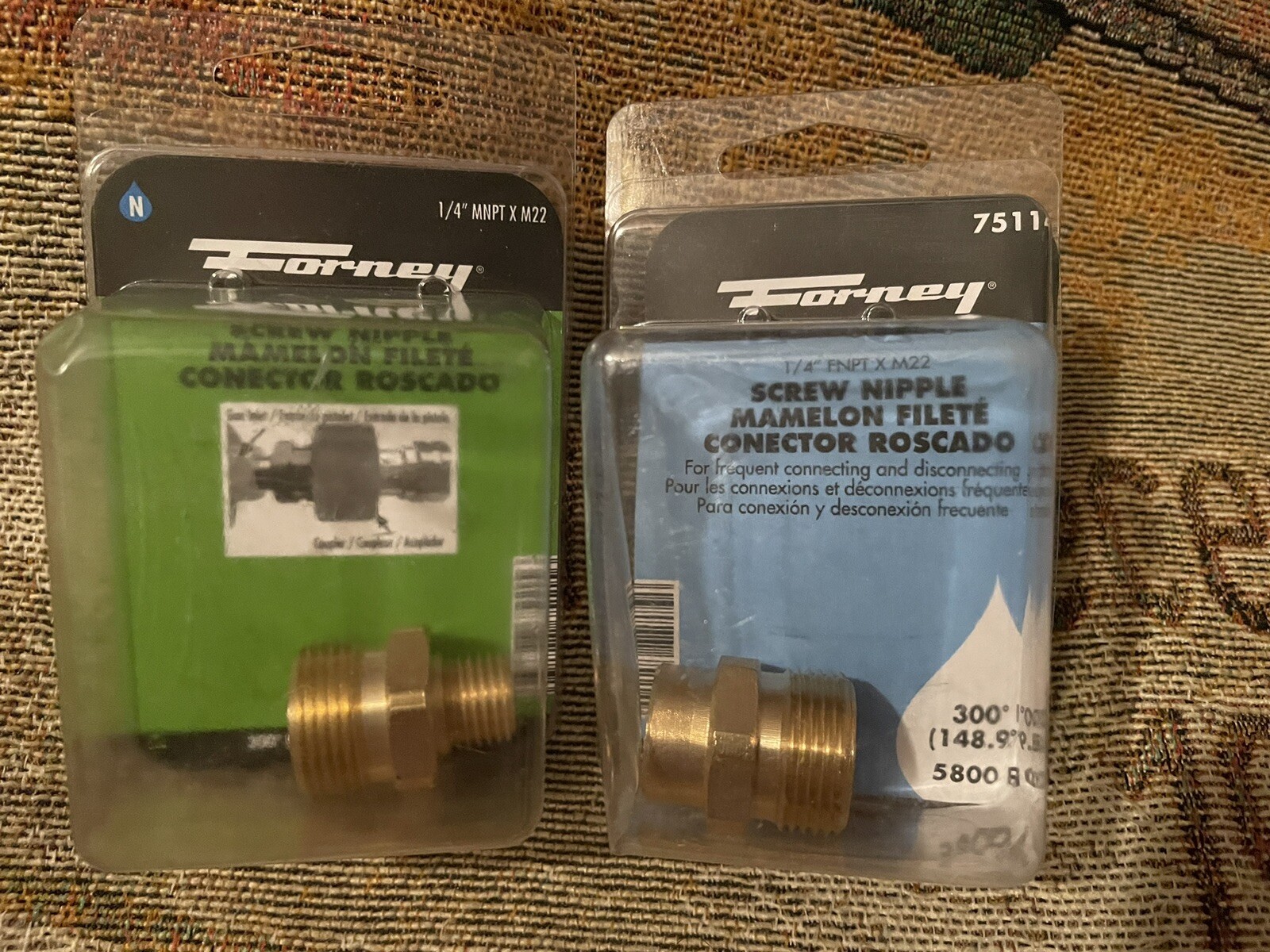 Lot of 2 Forney Pressure Washer Fittings 75114, 75115 Screw Nipples NEW