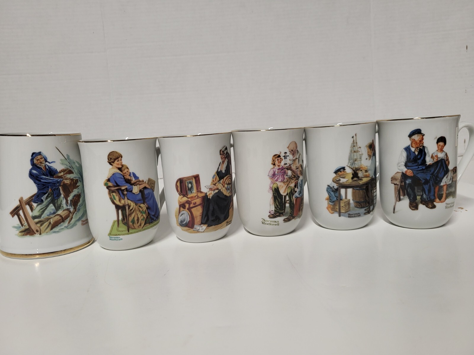 Lot 6 MINT Condition Variety Norman Rockwell Museum Collection Coffee Cups Mugs