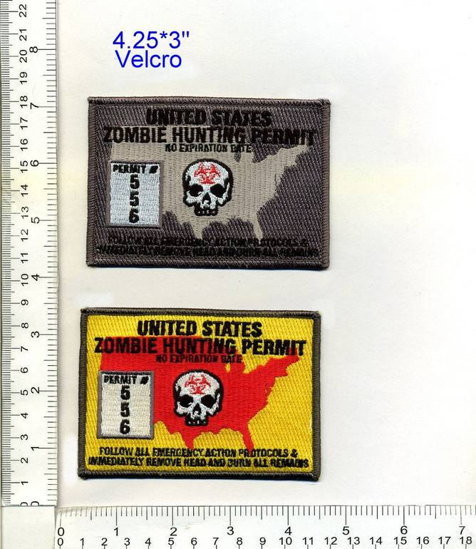 Morale Patch - ZOMBIE HUNTING PERMIT - USA - MULTICAM Tan US pattern New Custom