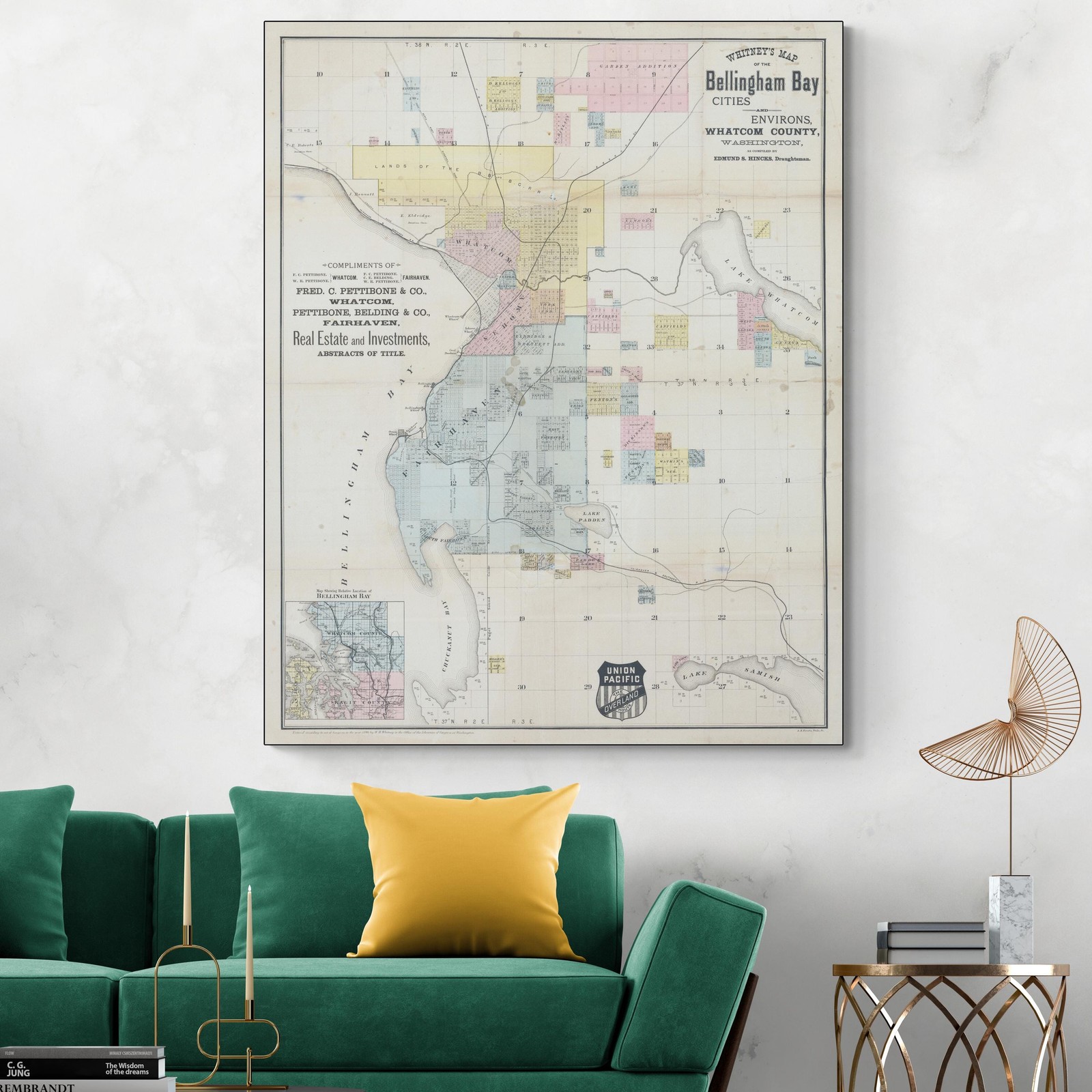 1890 Map of Bellingham Bay Washington – Railroads, Townsites & Harbor Print
