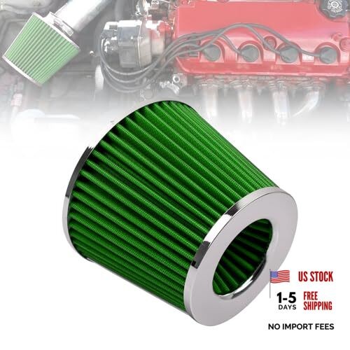 89mm 3.5" High Flow Round Tapered Cone Cool Air Filter 3.5" Short green